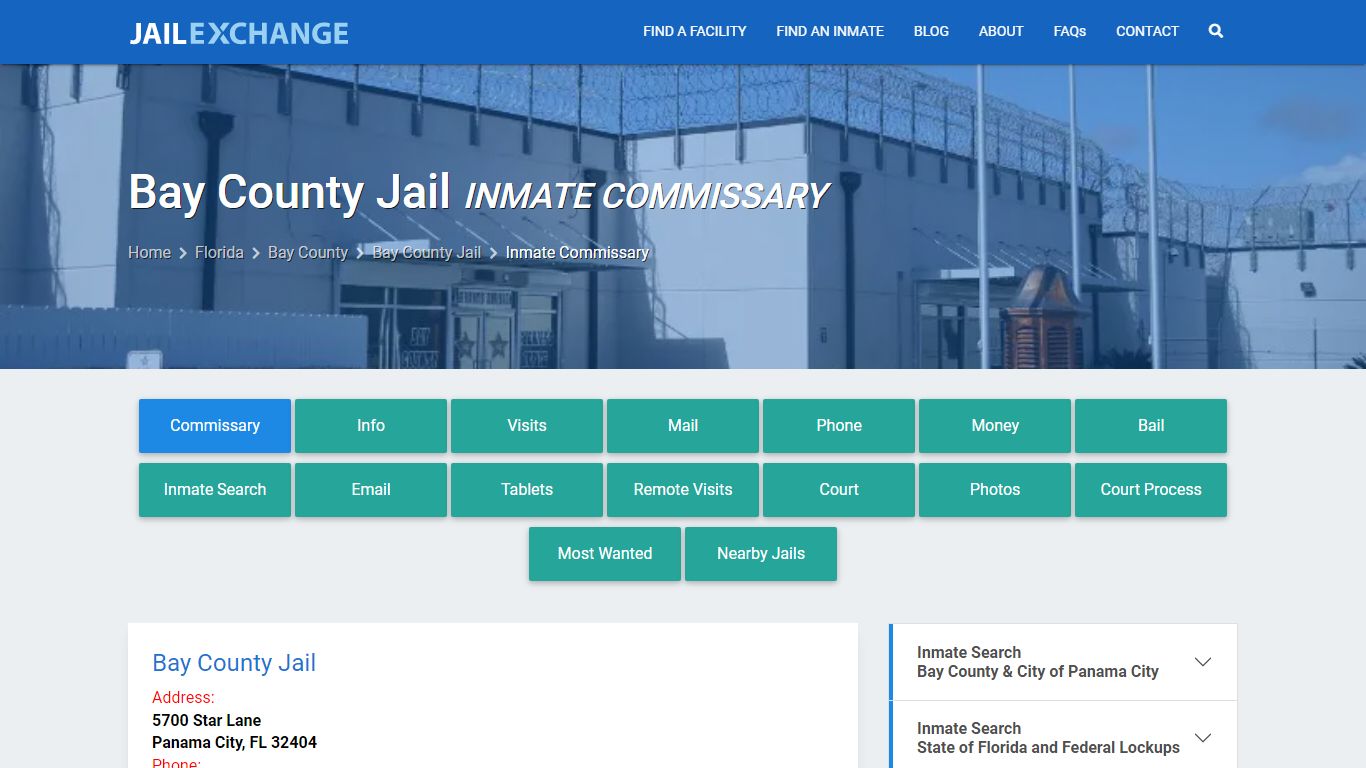 Inmate Commissary, Care Packs - Bay County Jail, FL